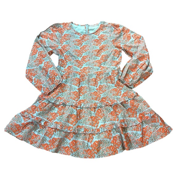 Tuckernuck Dening Nori Dress Roller Rabbit Sz S Orange Floral Roses 100% Cotton - Picture 3 of 7
